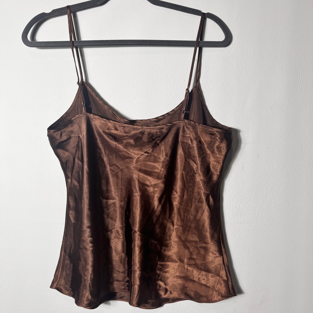 Nicole by Nicole Miller Chocolate Brown Satin Camisole Top sz 14 - Picture 2 of 7